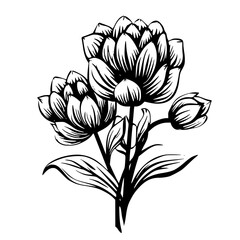 Silhouette rose, rose vector, flower svg, vector flower, herb, branch, line art, outline, eps, png, svg, flower, floral, vector, nature, leaf, rose, illustration, plant, design, vintage, pattern, flow