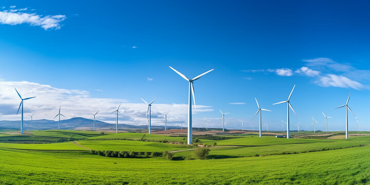 
Sustainable Development through Wind Turbine Technology with sky background 