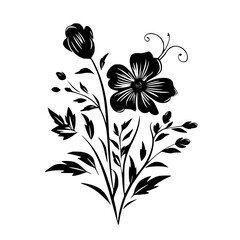 Silhouette rose, rose vector, flower svg, vector flower, herb, branch, line art, outline, eps, png, svg, flower, floral, vector, nature, leaf, rose, illustration, plant, design, vintage, pattern, 