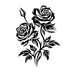 Silhouette rose, rose vector, flower svg, vector flower, herb, branch, line art, outline, eps, png, svg, flower, floral, vector, nature, leaf, rose, illustration, plant, design, vintage, pattern, 