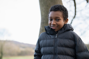 Portrait of boy wearing winter jacket