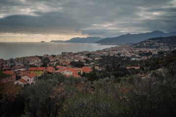 Obraz premium view of the city of Pietra Ligure in Italy