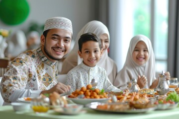 Photo of an Islamic family eating together