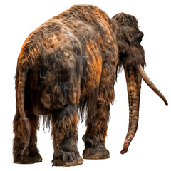 Fototapeta premium A Very old and dirty woolly mammoth view from back, isolated on transparent background
