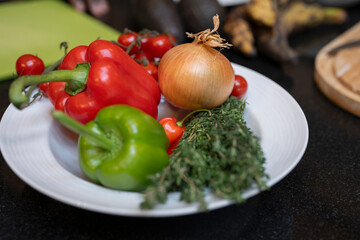 Fresh vegetables on plate