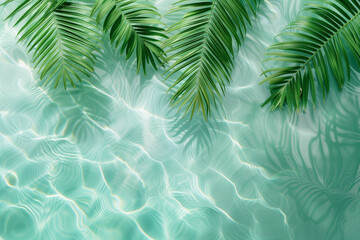 Fototapeta na wymiar Palm leaves with water ripples