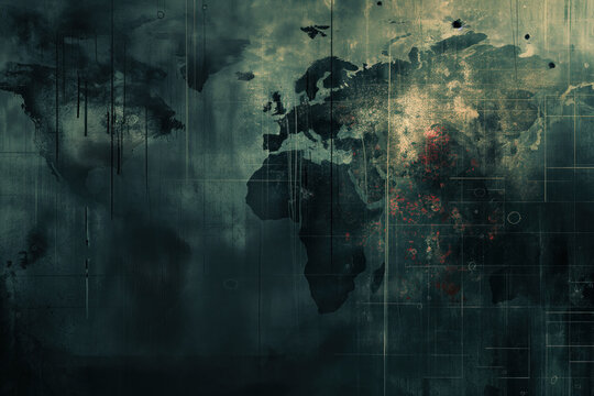 Abstract world map with war theme