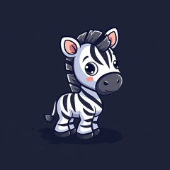 Baby Zebra isolated , Illustration of beautiful baby zebra with smile