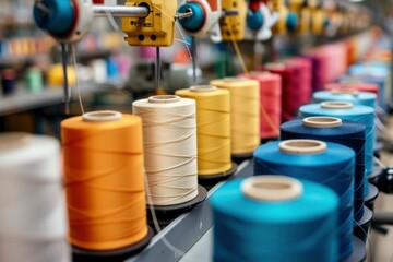 Photo of sewing industry - obrazy, fototapety, plakaty