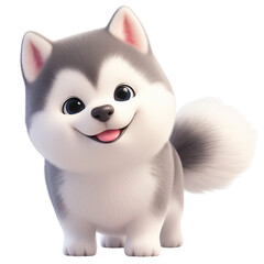 Fototapeta na wymiar 3D Rendered Illustration of a Smiling Fluffy Alaskan Malamute Puppy