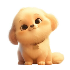 3D illustration of a Golden Retriever puppy