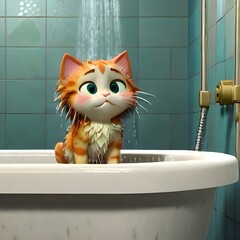 beautiful red cat travels around the apartment and the world