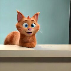 beautiful red cat travels around the apartment and the world