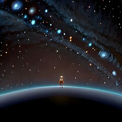 beautiful cosmic drawing of stars and planets