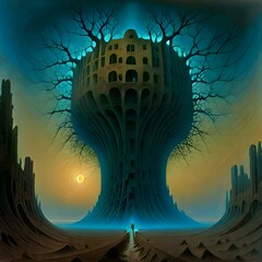 futuristic gothic dream castle