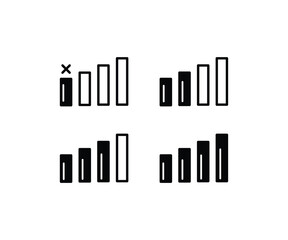 bar chart graph internet signal network icon vector design simple black white illustration collections sets