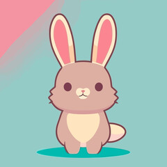 Vector illustration of an adorable brown bunny against blue backdrop