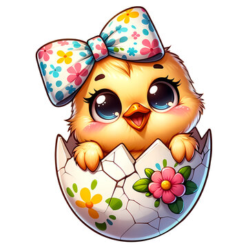 Cute chicklet in easter egg