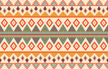 Ethnic abstract ikat art. Aztec ornament print. geometric ethnic pattern seamless  color oriental.  Design for background ,curtain, carpet, wallpaper, clothing, wrapping, Batik, vector illustration.