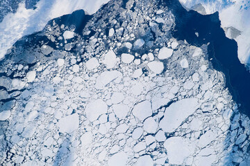 Frozen waters in the Winter season, Quebec Province, Canada. Digital enhancement of an image by NASA