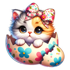 Cute kitten in Easter egg