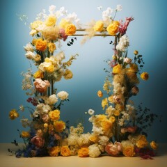 Fototapeta na wymiar Floral Frame Delight: Collection of Floral Decorated Big Frame Digital Backdrops for Photography