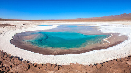 Baltinache salt lake at noon San Pedro de Atacama Chile