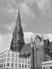 Historical buildings in old town Schwerin, Germany