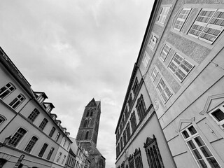 Historical houses in old town Wismar, Germany
