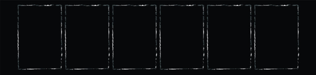 Obraz premium Golden Grunge square and rectangle frames. Ink empty black boxes set. Rectangle borders collections. Rubber square stamp imprint. Vector illustration isolated on white background. eps 10 