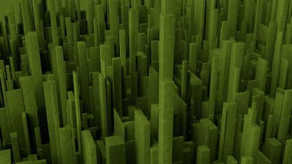 top view on buildings made of green grass texture