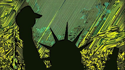 New York Statue of Liberty in a Pop Art Style