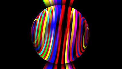 Colorful sphere with light rays