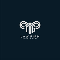 TG initial monogram logo lawfirm with pillar design