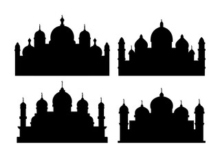 Vector collection of mosques silhouette on white background