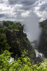 beautiful landscape with Victoria Falls against the sky in Zimbabwe