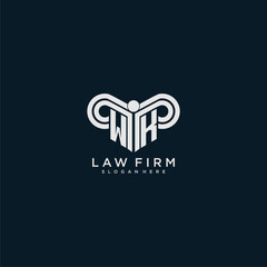 WK initial monogram logo lawfirm with pillar design