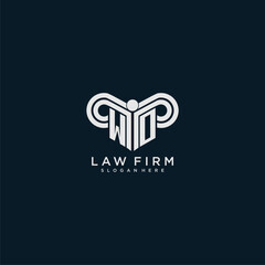 WO initial monogram logo lawfirm with pillar design