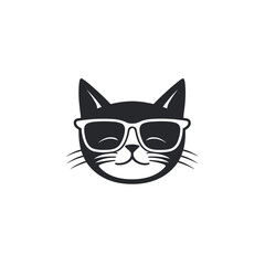 cat head wearing sunglasses vector illustration isolated transparent background, cut out or cutout t-shirt design