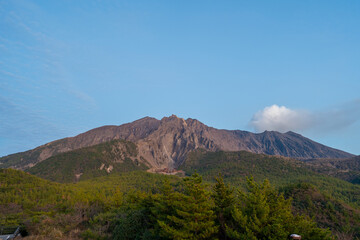 桜島御岳と星空の風景