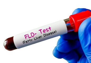 Blood sample for Fatty liver disease test. Liver enzyme test, LFT, Medical concept. FIB-4 or APRI,...