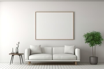 Minimalist living room interior with blank canvas