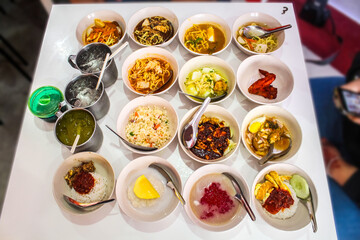 Boat noodle food with multiple cuisine food from various culture.