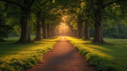 Obraz premium park landscape trees growing in a row
