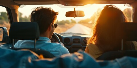 Cheerful Couple Enjoying Car Ride Together, Seen From Behind. Сoncept Summer Beach Party, Diy Home Decor Ideas, Healthy Smoothie Recipes, Trendy Fashion Haul - Powered by Adobe