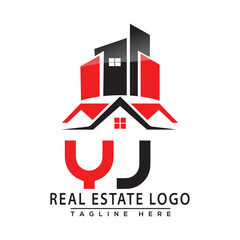 YJ Real Estate Logo Red color Design House Logo Stock Vector.