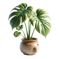 Small Adorable Monstera Plant in terracotta Pot Realistic Image for Home Decor Inspiration
