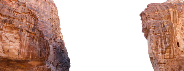 Mountains of Petra (carved on white background), Jordan, Middle East. Petra has been a UNESCO World...