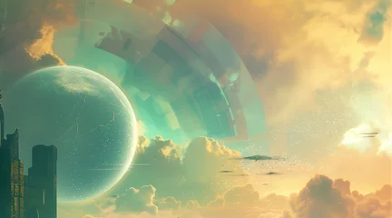 Rolgordijnen Sience-fiction planet background landscape wallpaper © James Hong