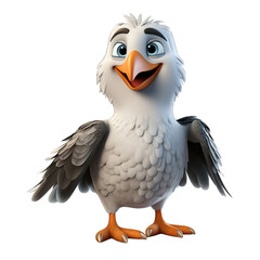 Albatross cartoon character on trasnpernat background